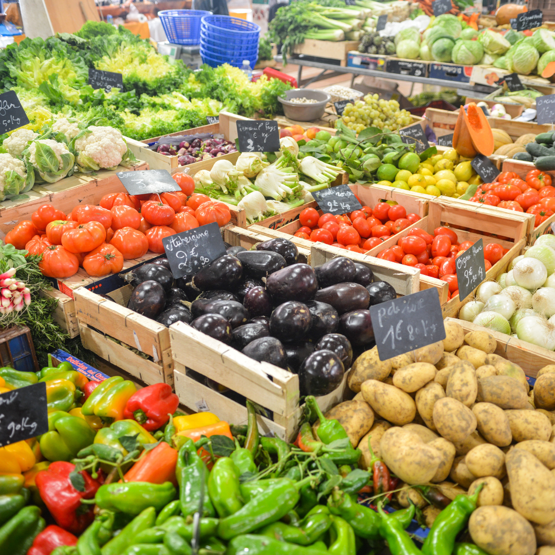 Fruits and vegetables at the grocery store