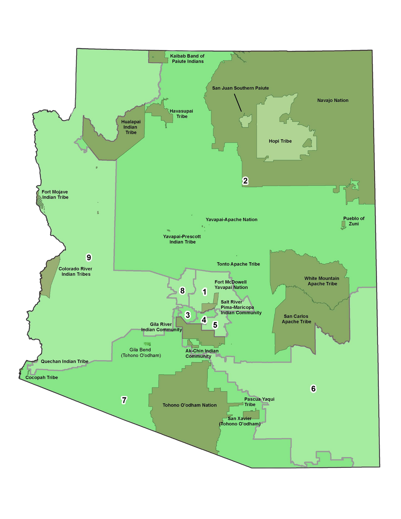 Map of Arizona Congressional Districts and American Indian Population